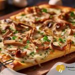 Flammkuchen recepten: Kip en champignons Flammkuchen